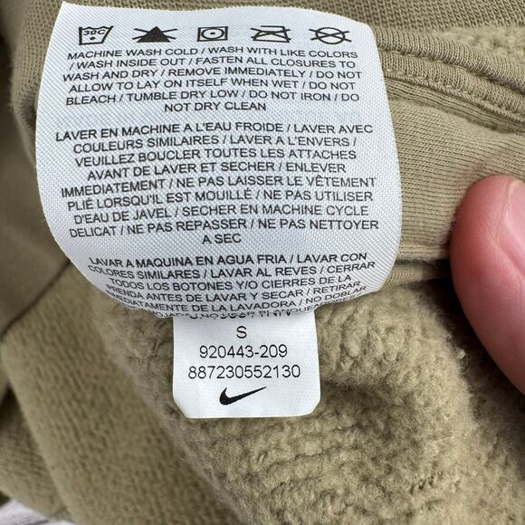 Nike AIR Rally Crew Sweatshirt Womens Small Green Side Zip Big Swoosh Logo - Picture 10 of 12